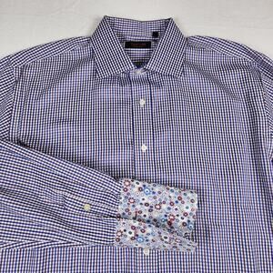 Takumi Japan Mens Dress Shirt Contrast French Cuff Size XL Gingham Check Career